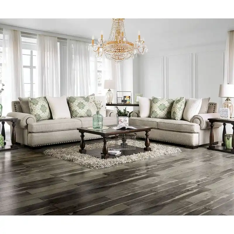 Jula Traditional Linen 2-piece Sofa Set