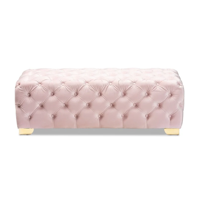Gracewood Hollow Solanki Velvet Fabric Ottoman Bench