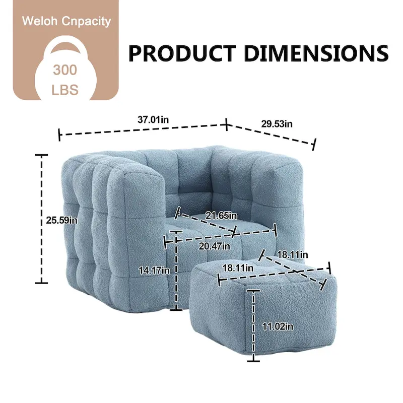 HOMEFUN Boucle Upholstered Tufted Modern Single Side Sofa Chair with Ottoman