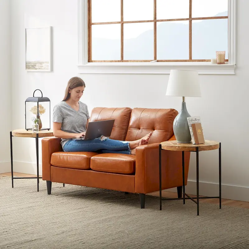 Brookside Ellen 54 Upholstered Scooped Arm Loveseat