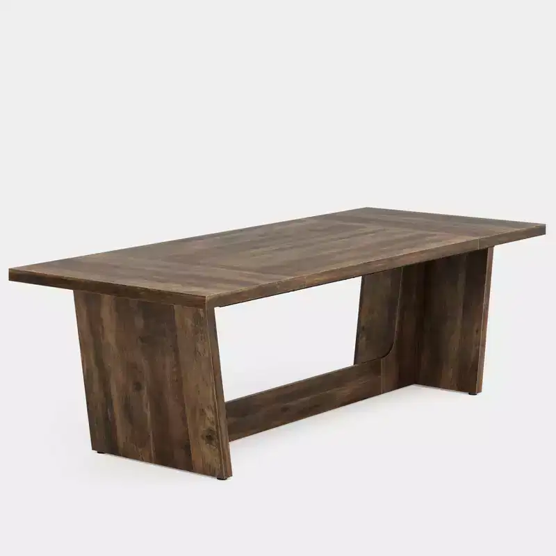 70.9-Inch Wood Dining Room Table, Rectangular Farmhouse Dining Table for 6-8 People with Solid Pedestal