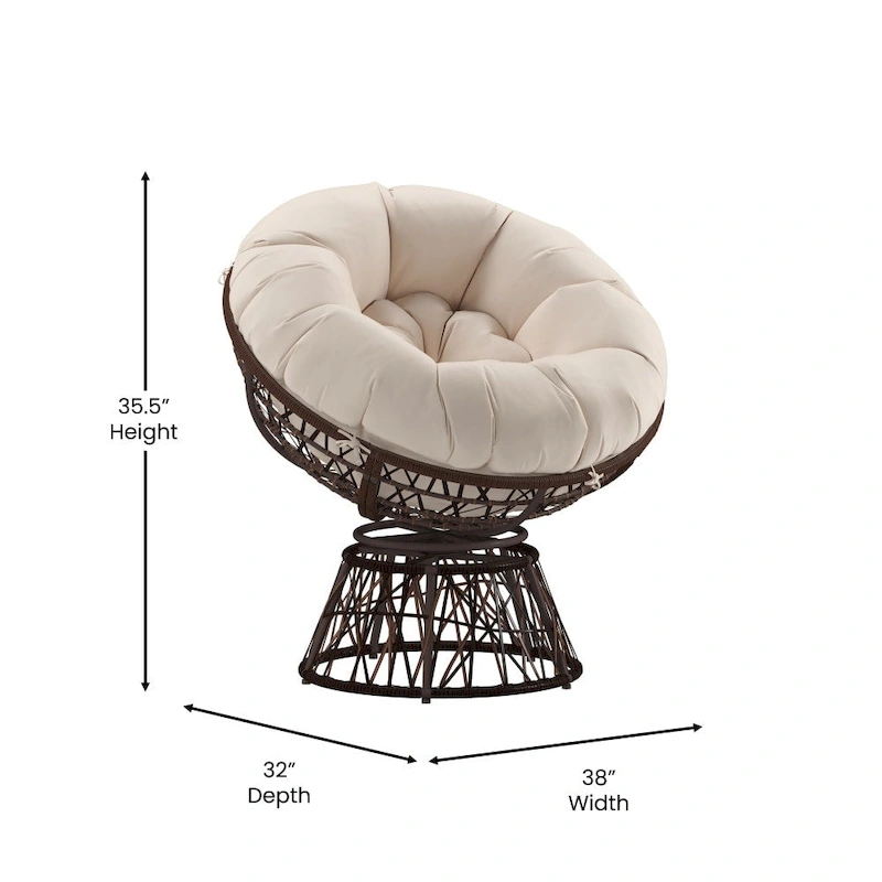 Papasan Swivel Patio Lounge Chair