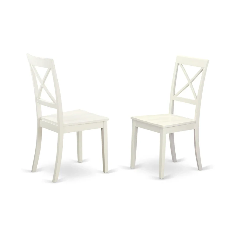 East West Furniture Kitchen Table Set- A Round Dining Room Table and Solid Wood Seat Chairs, Linen White (Pieces Options)
