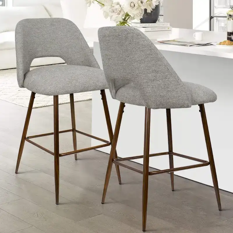 Upholstered Modern Bar Stool Walnut Leg