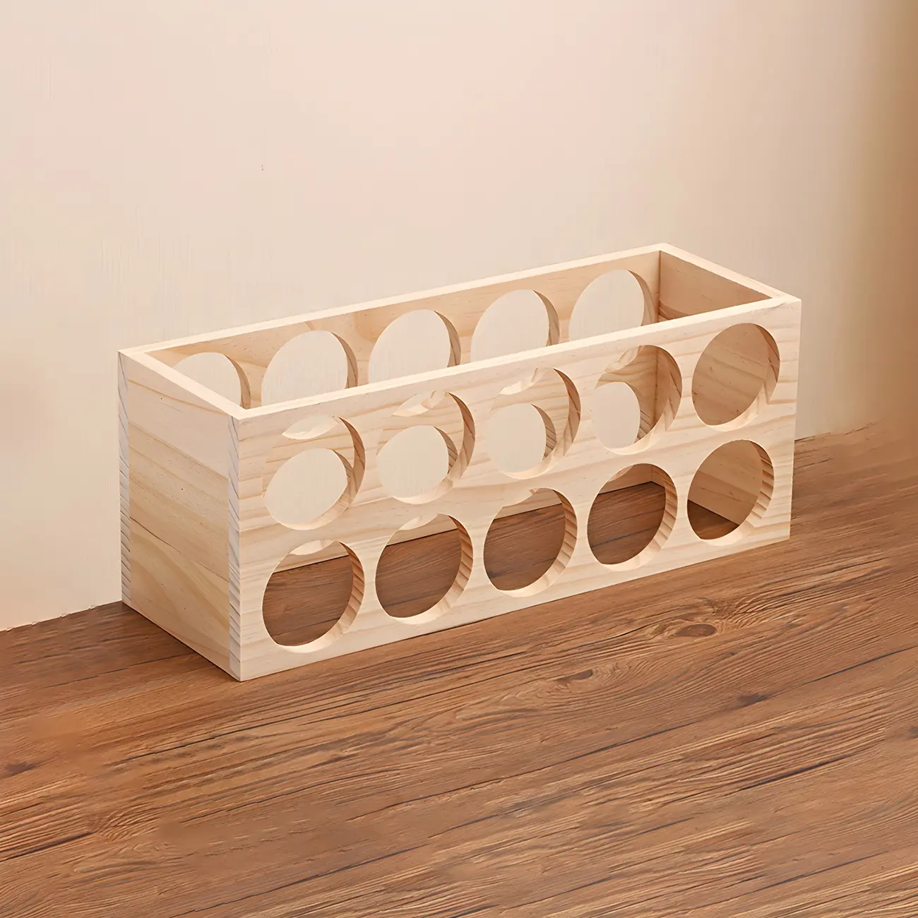 Natural Wooden Stackable Wine Rack Tabletop Wine Holder