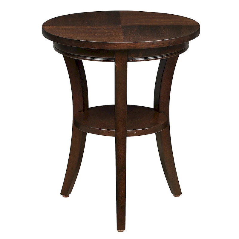 Wood Round End Table with Open Shelf