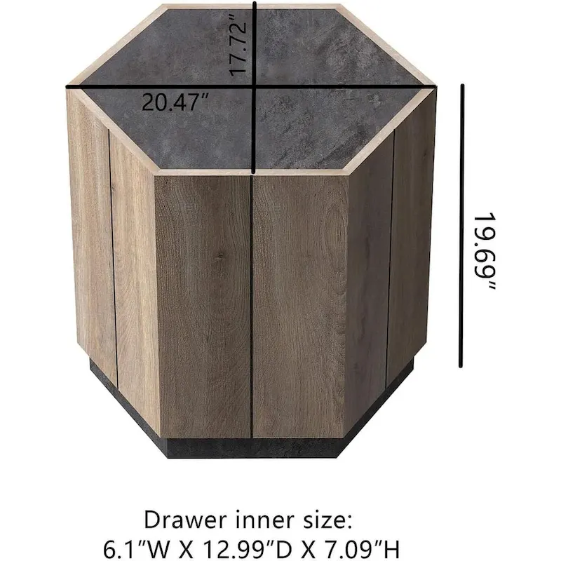 Hexagonal Coffee Table, Scratch Resistant Center Table with Drawers