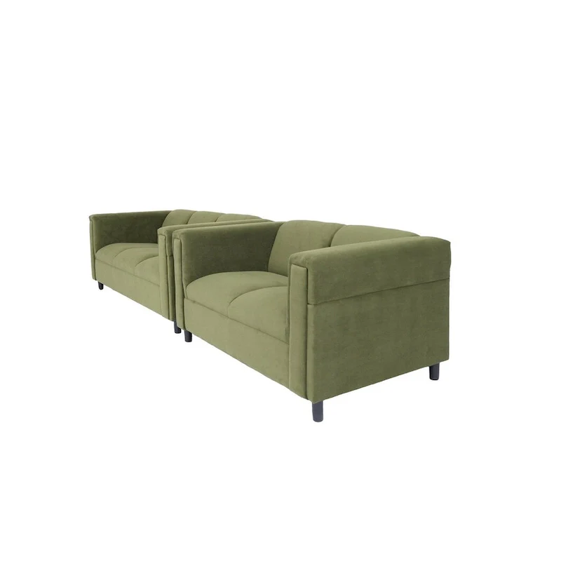 Mid Century Modern Loveseat and Sofa Set Solid Wood Frame Upholstered