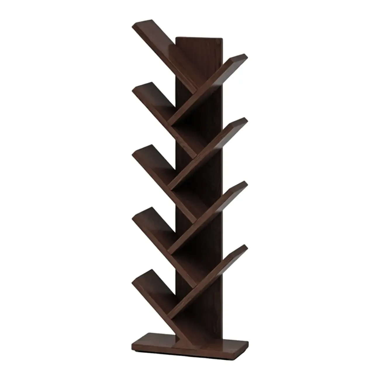 Black Wood Tree-Shaped Vertical Display Bookcase