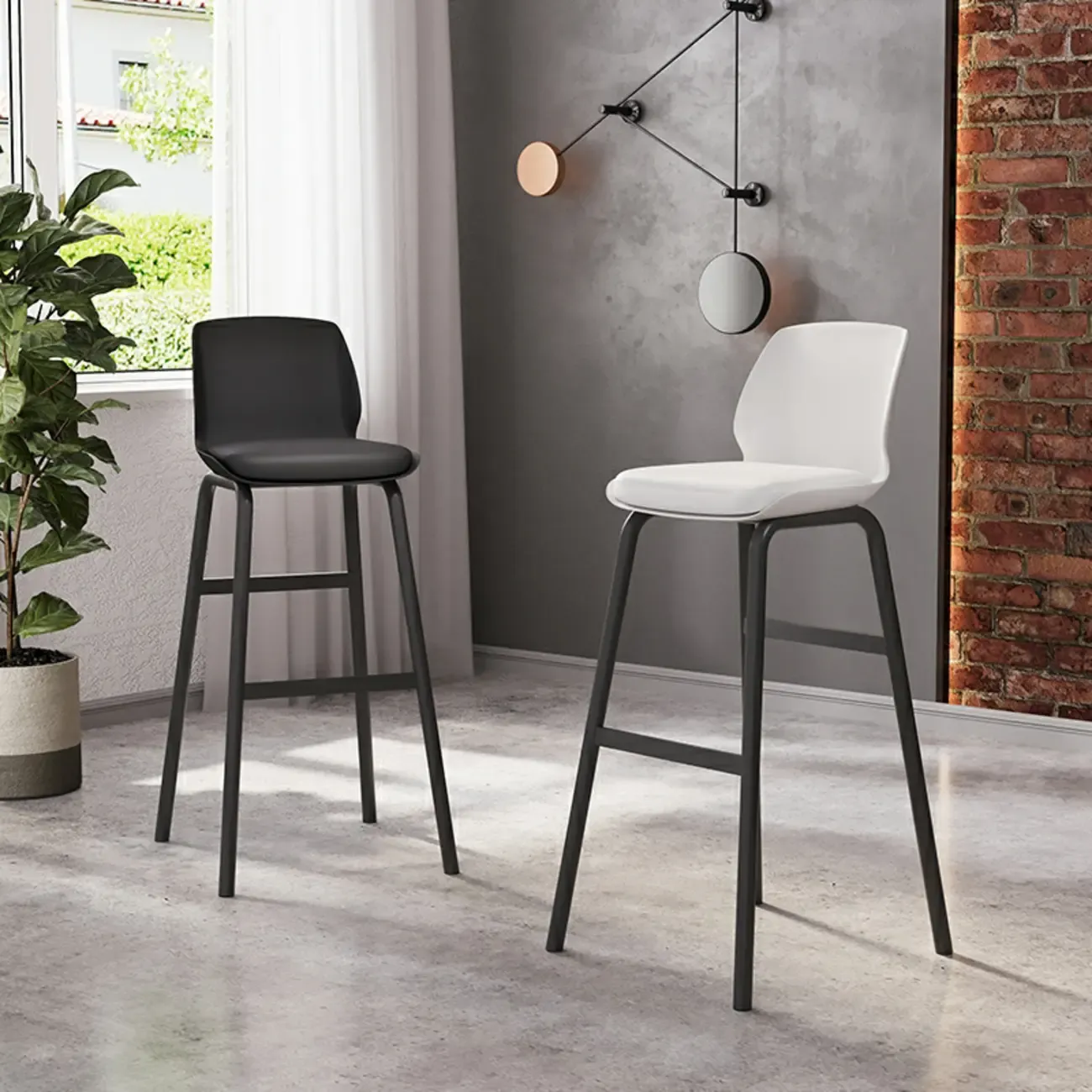 Minimalist Metal Upholstered Short Counter Height Bar Stool
