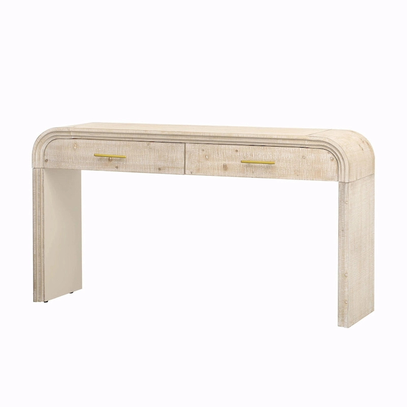 Irresistible Retro Silhouette Console Table: Open Style, Two Top Drawers