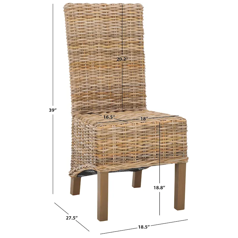 SAFAVIEH Candy Natural Wicker Dining Chair (Set of 2) - 19 W x 22 D x 41 H - 19Wx22Dx41H
