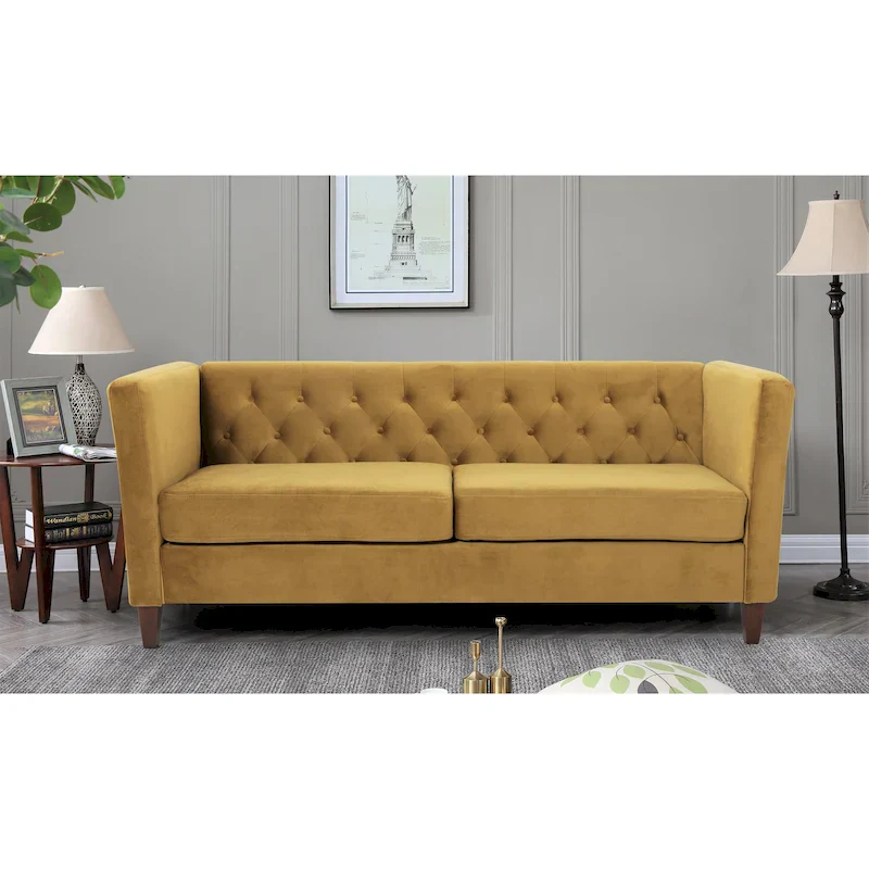 Lisette 73.3 Velvet Square Arm Sofa