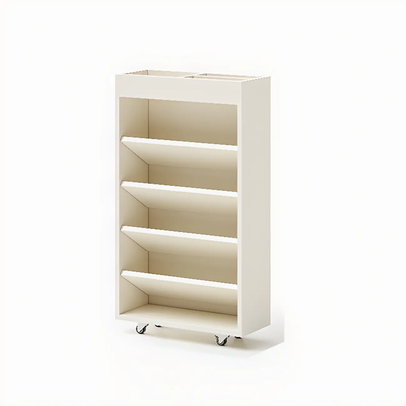 Mobile 5-Shelf Nut-Brown Wood Vertical Bookcase