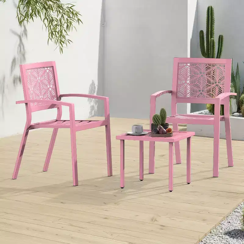 EROMMY Outdoor Bistro Set for 2, Stackable Modern Porch Furniture Set,Waterproof Patio Furniture Set w/2 Chairs 1 Coffee Table