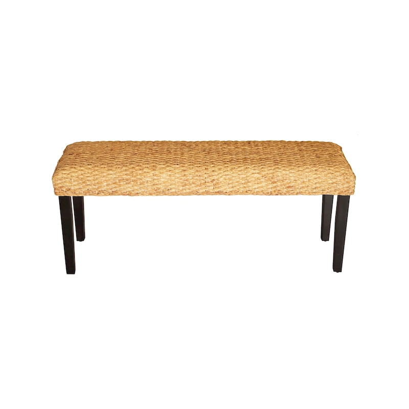 M4H Valencia Solid Wood Natural Water Hyacinth Indoor Bench