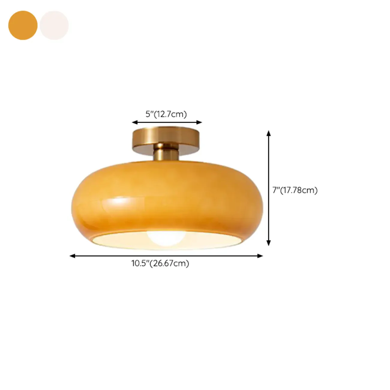 Mini White Drum Glass Dome Semi Flush Mount Ceiling Light