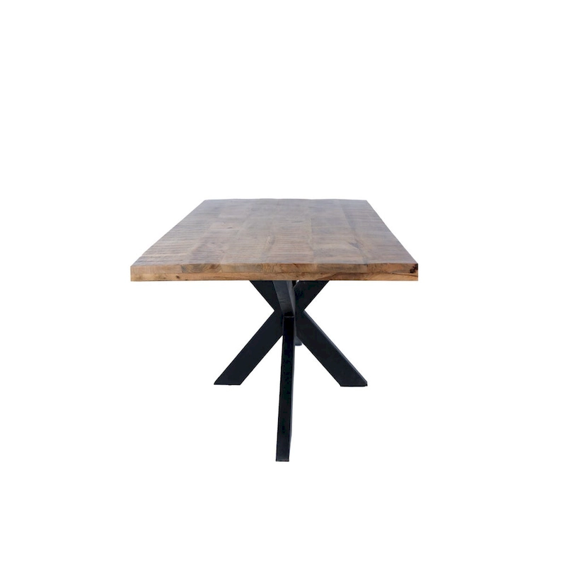 RRI Goods Sophisticated Dining Rectangle Table with Mango Wood Top and Metal Spider Leg Design, 63-Inch