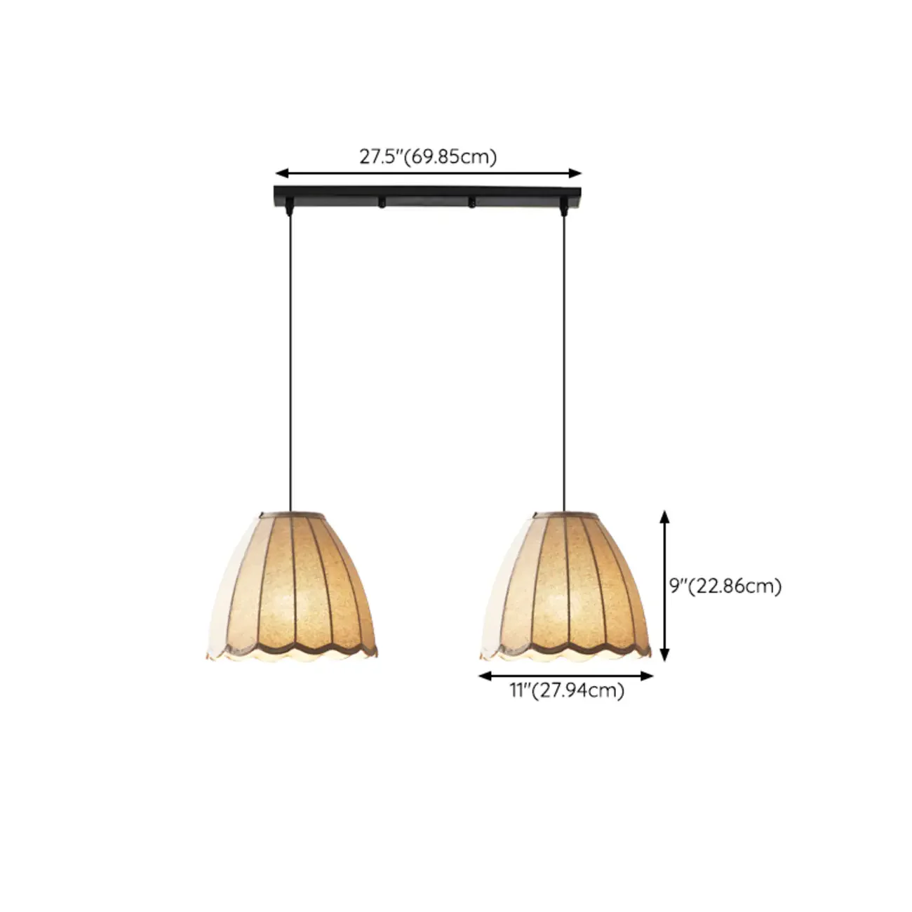 Beige Bell Shaped Fabric Pendant Light Hanging Fixture