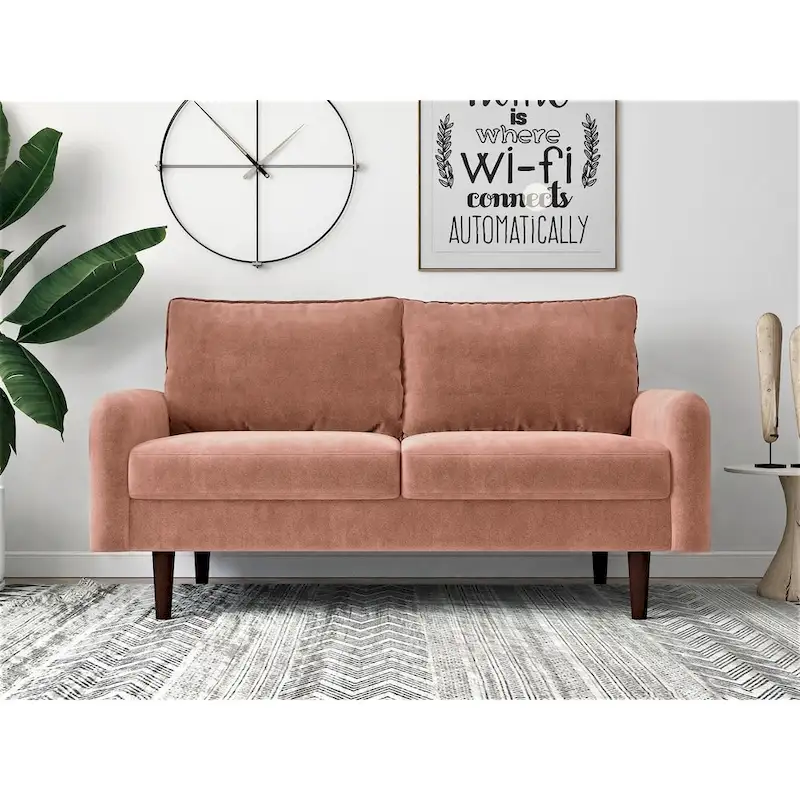 Velvet 2-Seater Loveseat with Tapered Legs