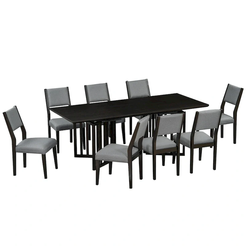 Farmhouse 9-Piece Dining Table with 212 Removable Leaves & 8 Dining Chairs