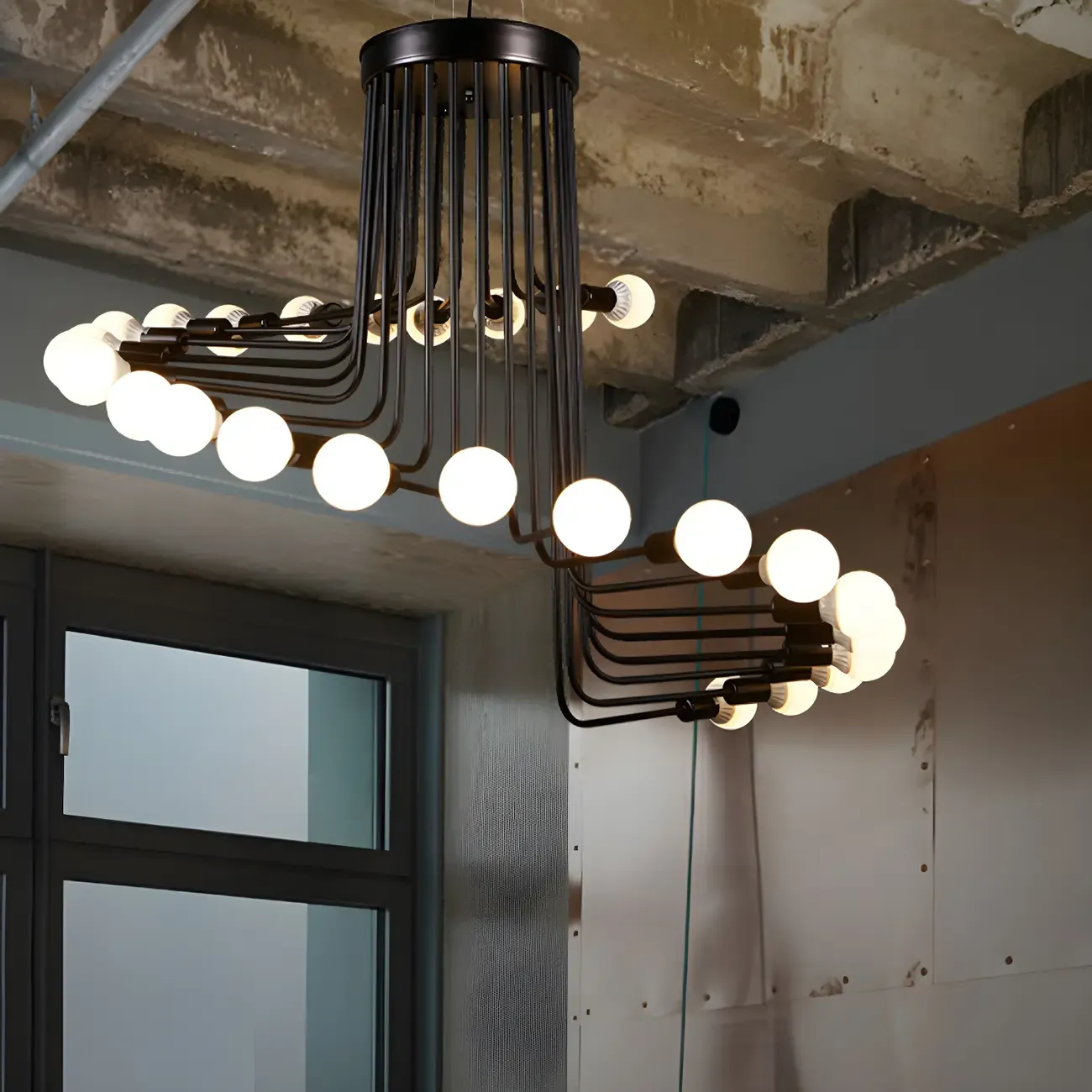 Black Modern Glass Linear Chandelier Light
