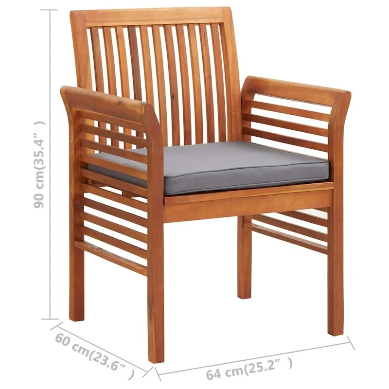 vidaXL Modern Dining Chair Patio Dining Chair with Cushion Solid Wood Acacia