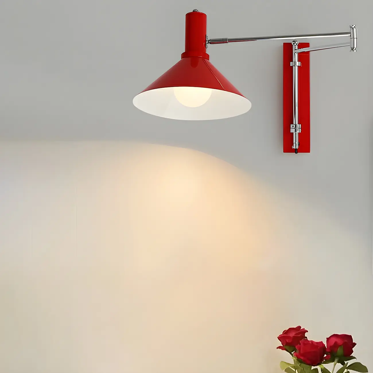 Metal Swing Arm Wall Light with Iron Shade