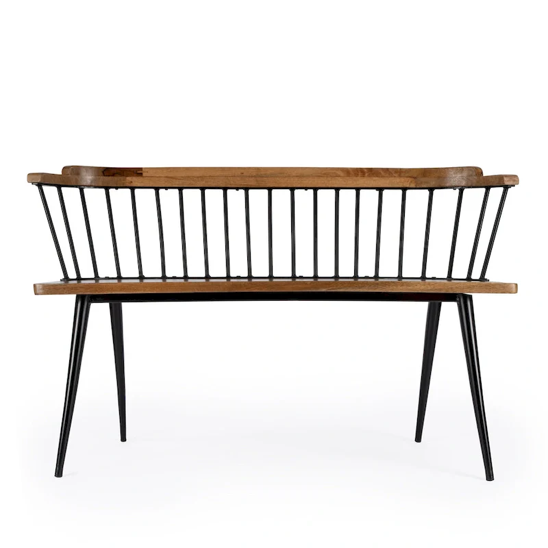 Spindle Back Bench - Solid Mango Wood & Iron Frame, 48.25