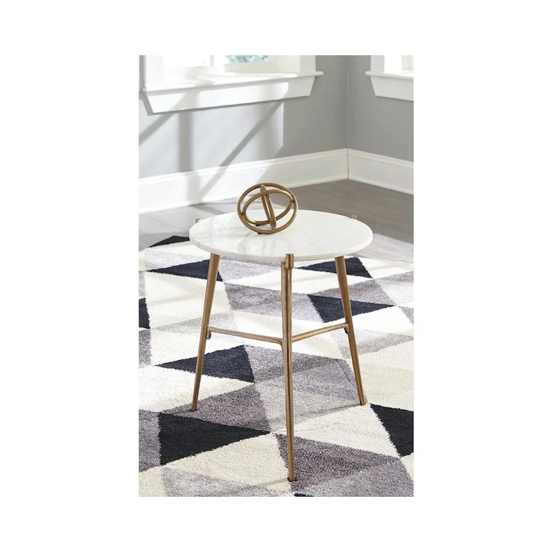 Chadton White/Gold Contemporary Glam Accent Table