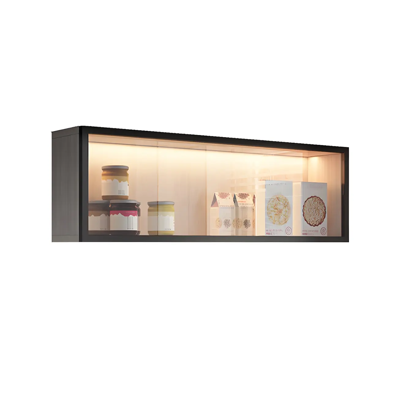 Modern Grey Wood Glass Door Wall-Mounted Display Cabinet
