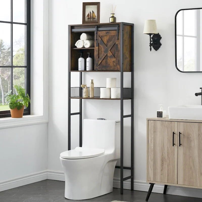 Over The Toilet Storage Cabinet with Sliding Door