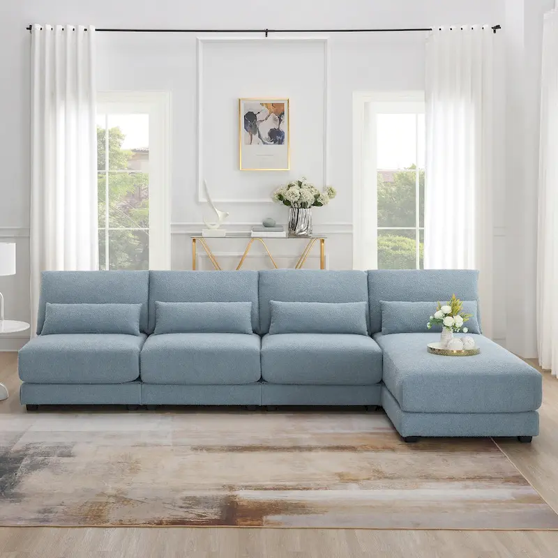 Blue 120 L-Shaped 4-Seat Sectional Sofa
