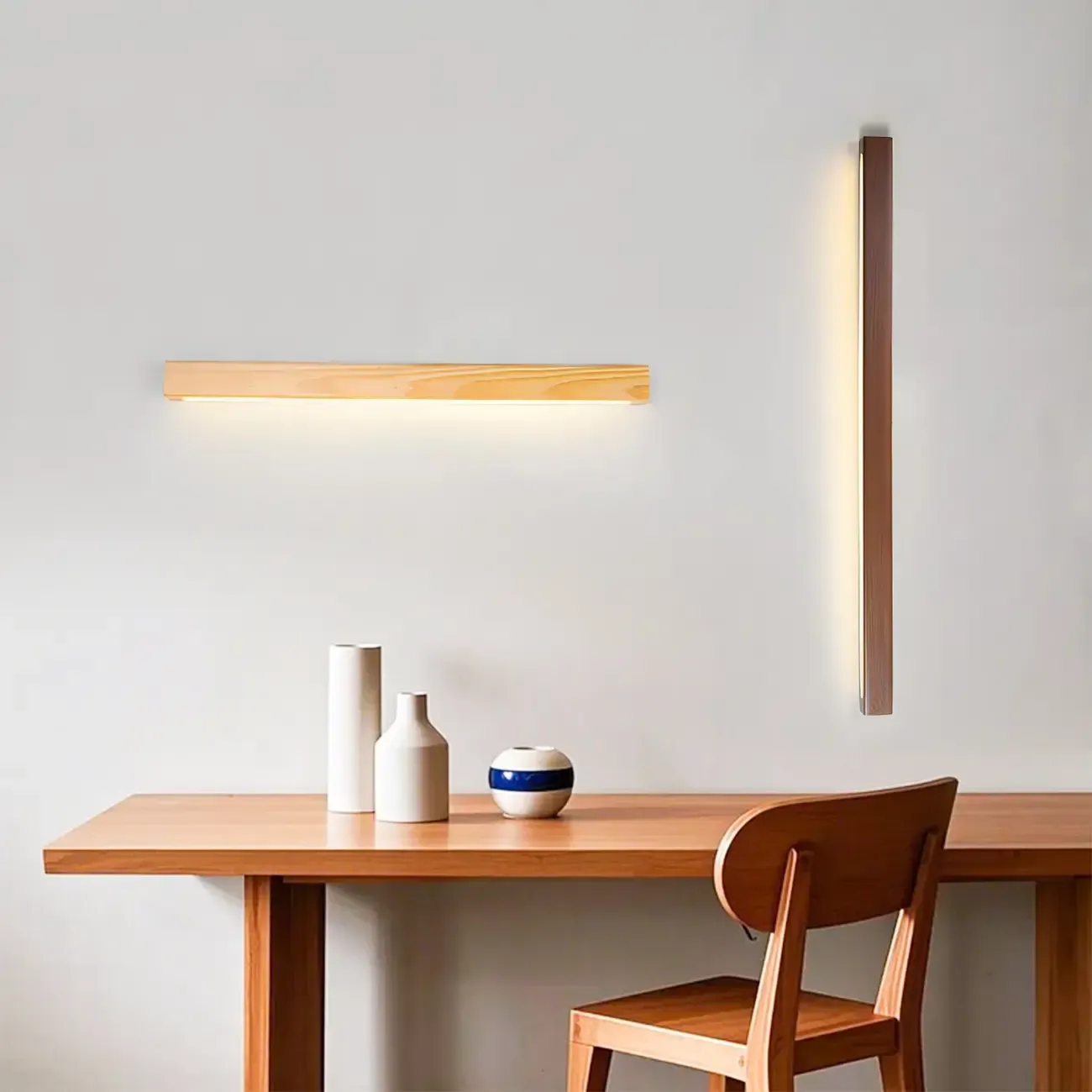 Nordic Wooden Rectangular Dimmable LED Vanity Light