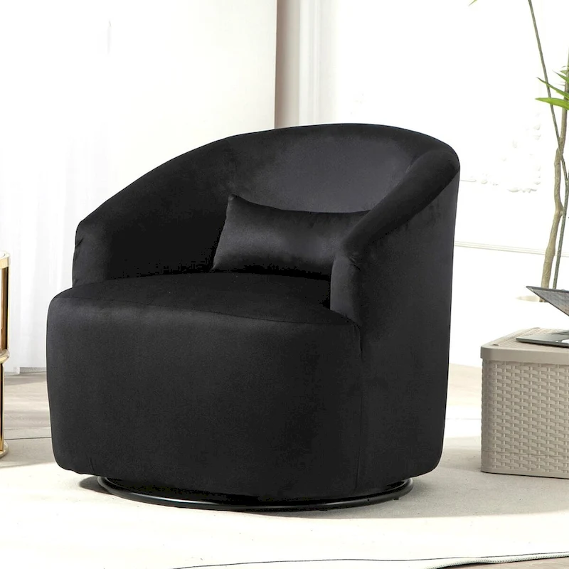 US Pride Furniture Accent Chair with Barrel-shaped Design and 360 Degree Swivel Feature