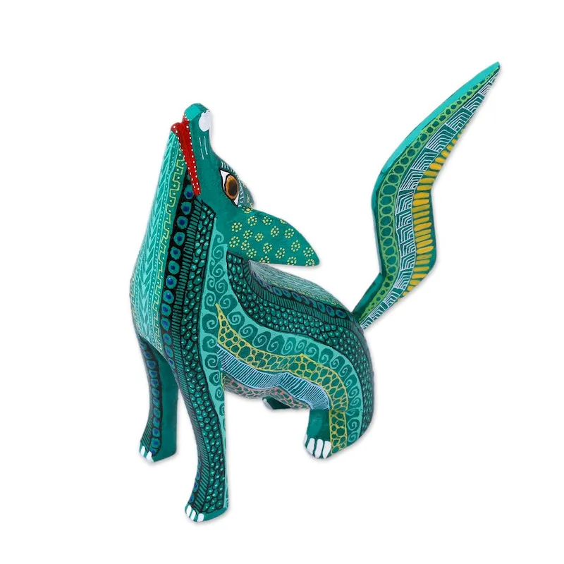 Novica Handmade Coyote Delight Wood Alebrije Figurine