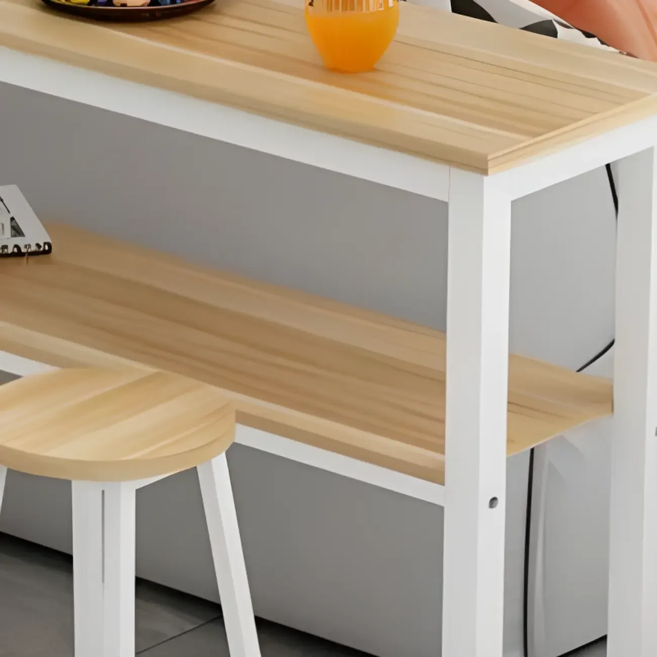 Modern Steel Wood Bar Tables with Shelf