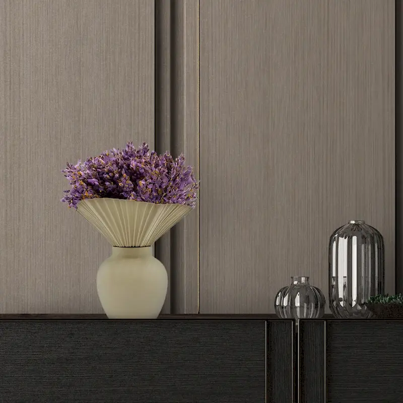 11 Inch Tall Modern Beige Ceramic Vase