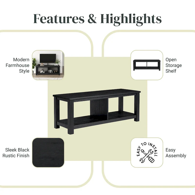 Brown / Drifted Sand / Alto Black Solid Acacia Wood TV Bench, Single
