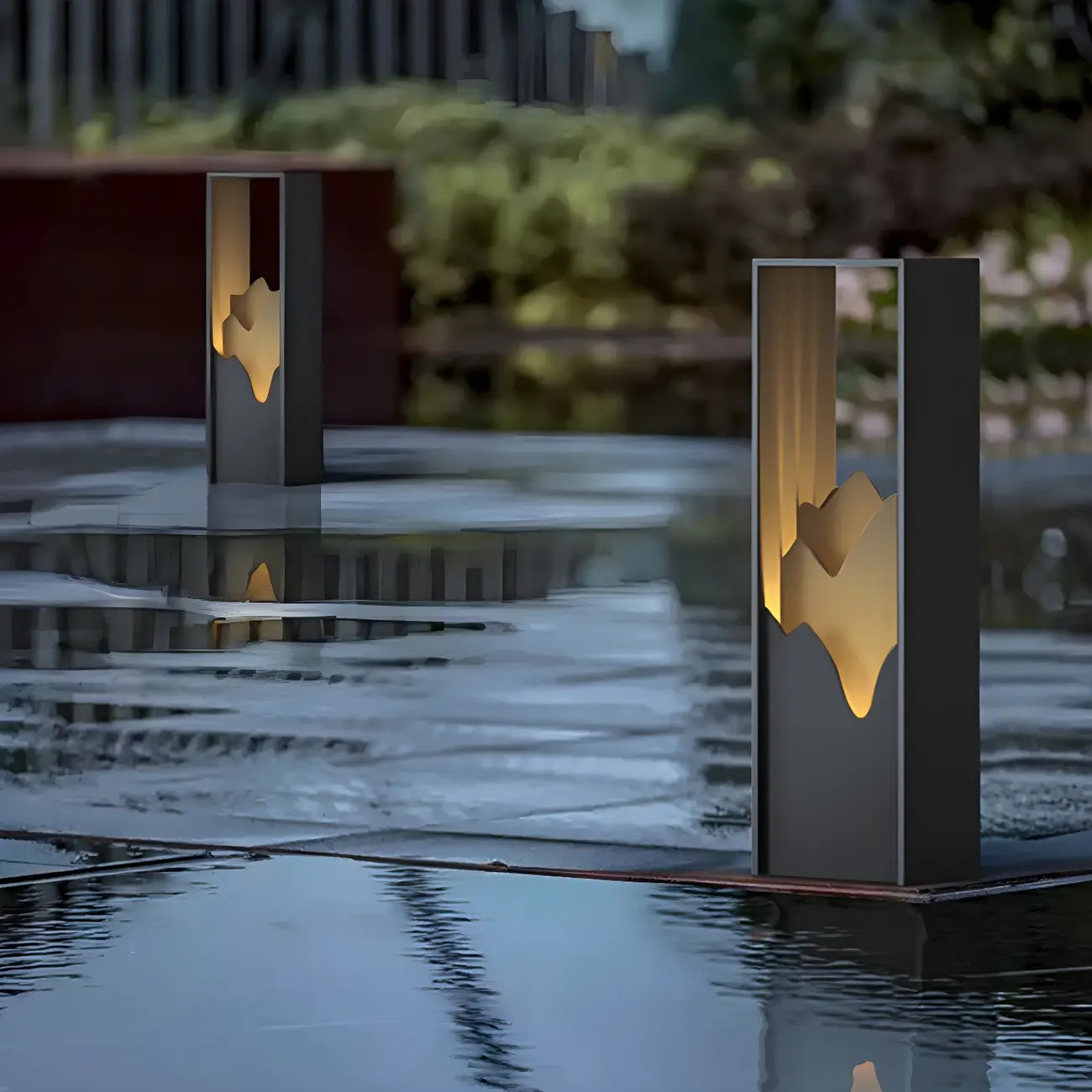 Vertical Geometric Mountain Outline Post Cap Light