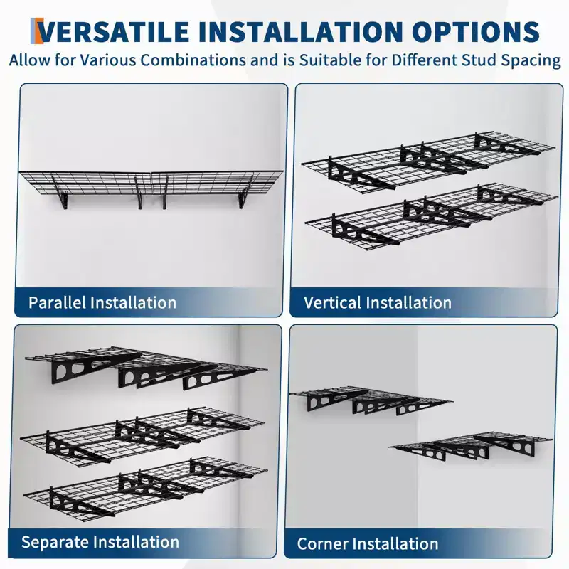 2-Pack 2x6Ft Storage Shelves,24-Inch-by-71-Inch Total Load 800LBS Heavy Duty Garage Wall Shelving,Rust-Proof Metal Shelf Wall Mount Easy Installation
