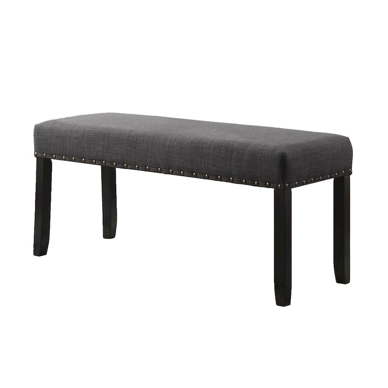 Fabric Dining Bench with Nailhead Trim and Wood Frame