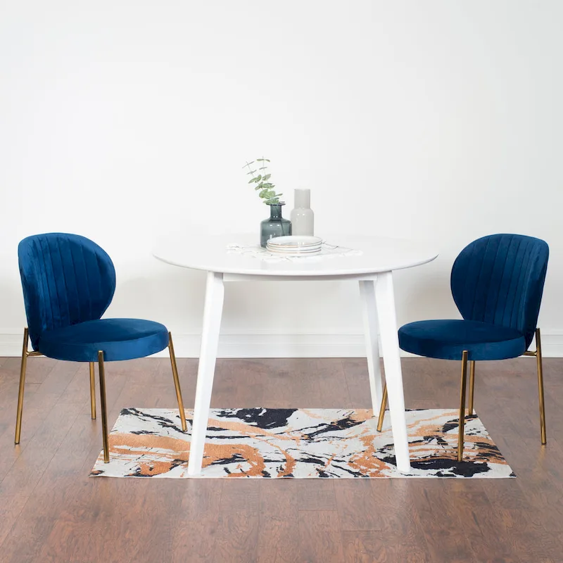 Roundhill Furniture Amoa Contemporary 3-Piece Dining Set, White Round Table and 2 Chairs