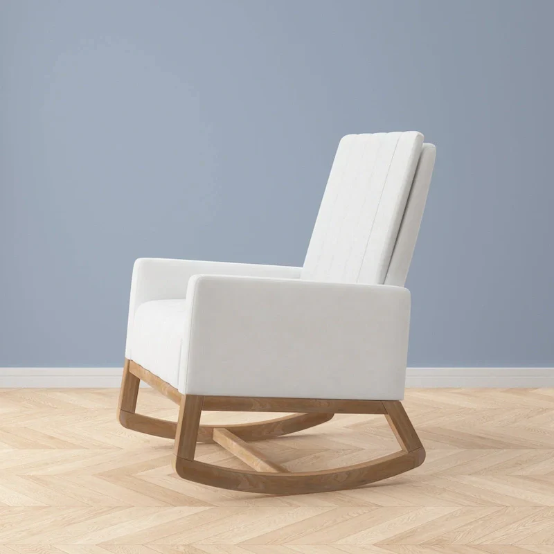 Gray Teddy Velvet Adjustable Rocking Chair with Footrest