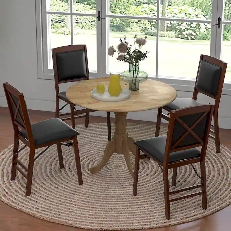 Costway Rustic Dining Table Wooden Dining Table with Round Tabletop & - See Details