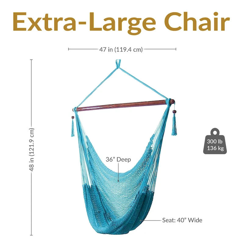 Sunnydaze Hanging Caribbean XL Hammock Chair