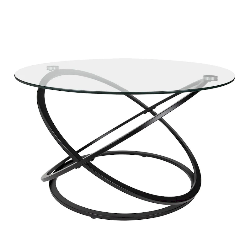 Cross Base Tempered Glass Round Coffee Table