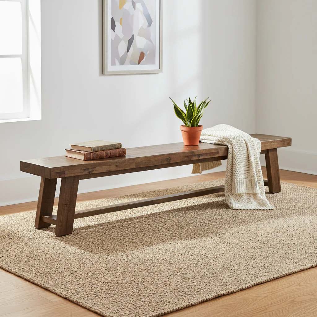 Medium Brown Reclaimed Mango Wood Accent Bench – 102 in