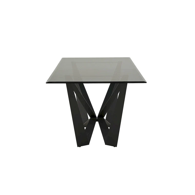 Marfa 69 Black Metal Gray Glass 6-person Dining Table by iNSPIRE Q Modern