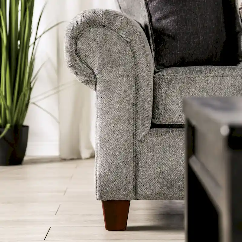 Mecia Transitional Chenille Rolled Arms 2-Piece Sofa Set by Furniture of America